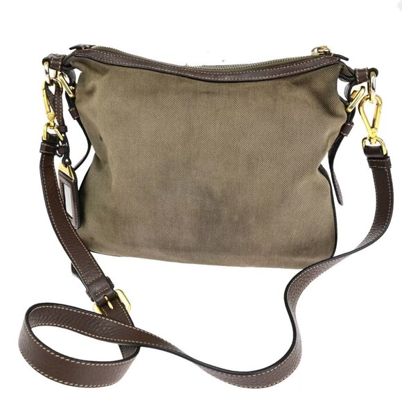 PRADA Logo Crossbody Shoulder Bag Jacquard Leather Brown GHW 60YF090 - Picture 2 of 16